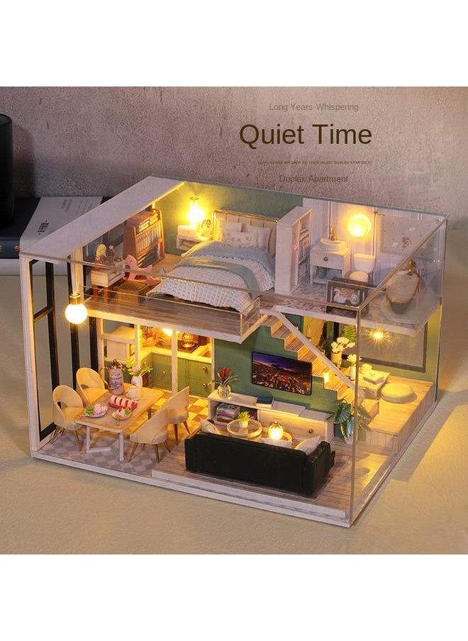 Bluejw - Jiate Diy Cabin Quiet Time Creative Handmade Assembled Exquisite Duplex Apartment Model Material Gift Girl - Image 1
