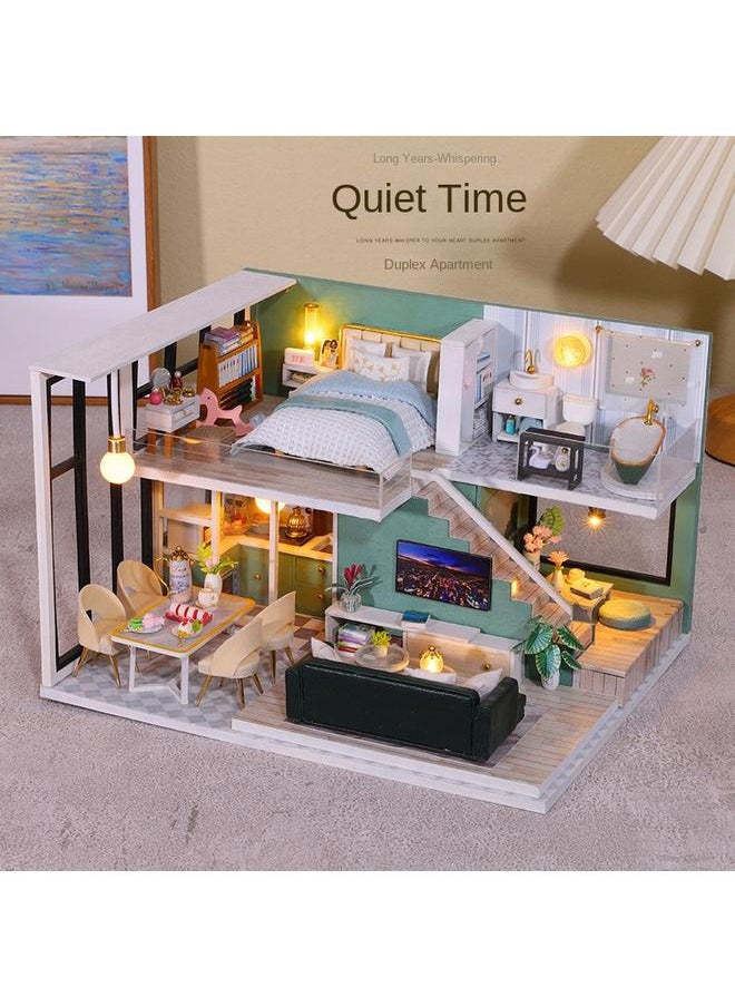 Bluejw - Jiate Diy Cabin Quiet Time Creative Handmade Assembled Exquisite Duplex Apartment Model Material Gift Girl - Image 1