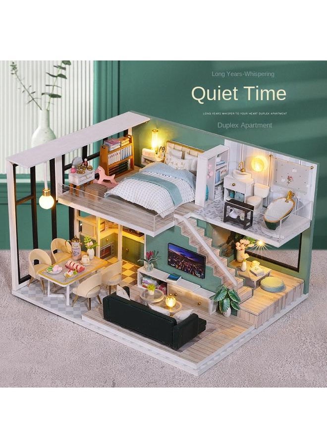 Bluejw - Jiate Diy Cabin Quiet Time Creative Handmade Assembled Exquisite Duplex Apartment Model Material Gift Girl - Image 1