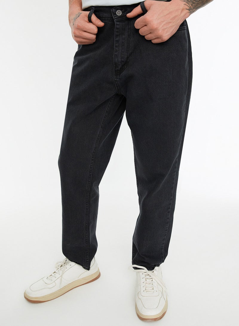 trendyol Black Relax Fit Boyfriend Jeans Denim Pants Tmnaw21Je0286 - Image 1