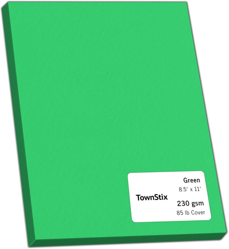 TownStix 24 قطعة 85 رطل 230 جرام ورق كرتون سميك ثقيل أخضر للطباعة بالليزر والحبر 85 × 11 بوصة - Image 1