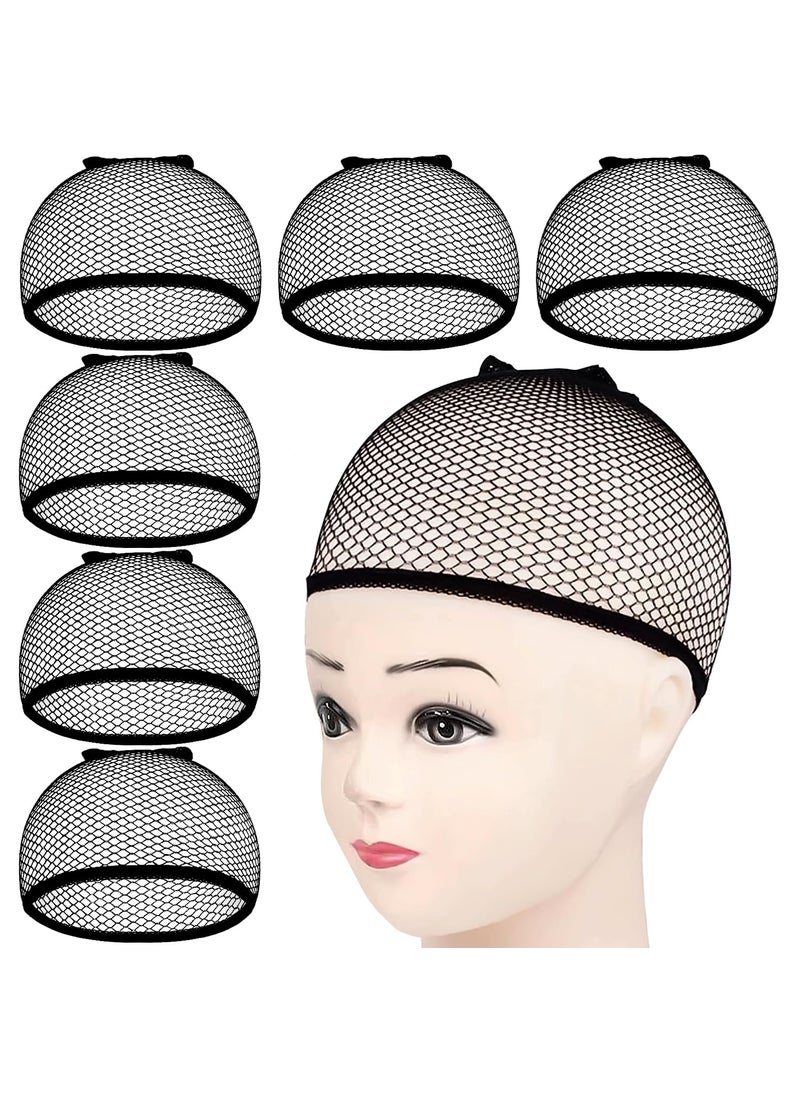 MORGLES MORGLES 6PCS Wig Cap Non Slip Black Mesh Net Wig Caps for Women Men Kids Weaving Hair Net Close End Fishnet 