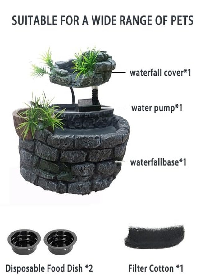 Repticircle 550ML Reptile Water Fountain with Food Dish - Terrarium Drinking Fountain for Bearded Dragon, Gecko, Chameleon, Lizard, Tree Frog & Turtle - Keeps Water Clear, Easy-to-Use Water Dispenser - Image 5