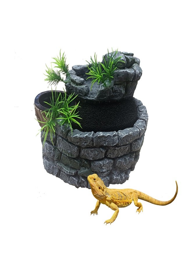Repticircle 550ML Reptile Water Fountain with Food Dish - Terrarium Drinking Fountain for Bearded Dragon, Gecko, Chameleon, Lizard, Tree Frog & Turtle - Keeps Water Clear, Easy-to-Use Water Dispenser - Image 1