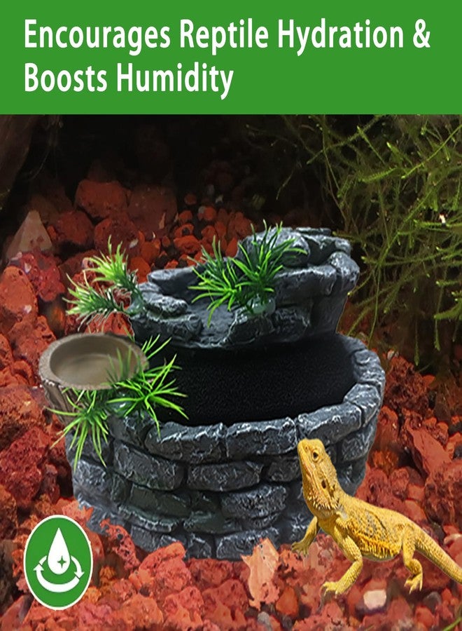 Repticircle 550ML Reptile Water Fountain with Food Dish - Terrarium Drinking Fountain for Bearded Dragon, Gecko, Chameleon, Lizard, Tree Frog & Turtle - Keeps Water Clear, Easy-to-Use Water Dispenser - Image 2