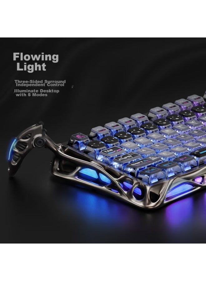 Gravastar Gravity Planet Home Mechanical Keyboard, Poxia 75 Layout, Wireless Wired Bluetooth Tri-mode Gasket Customized Metal With Feet, Gs K1 Pro Cyber Mecha - Image 1