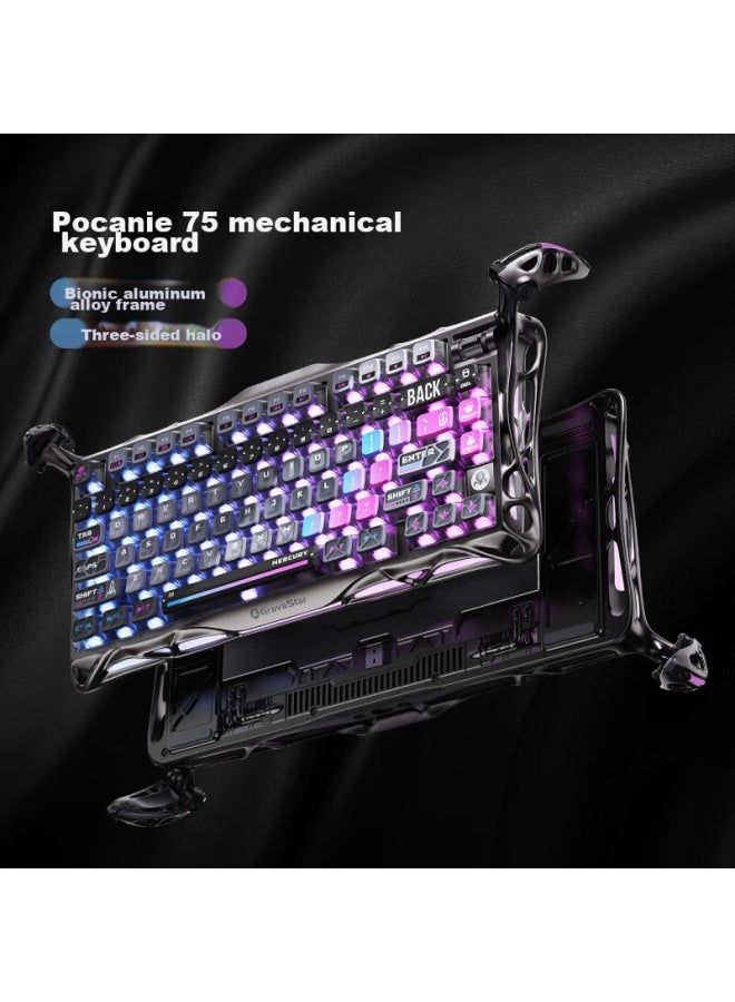 Gravastar Gravity Planet Home Mechanical Keyboard, Poxia 75 Layout, Wireless Wired Bluetooth Tri-mode Gasket Customized Metal With Feet, Gs K1 Pro Cyber Mecha - Image 5