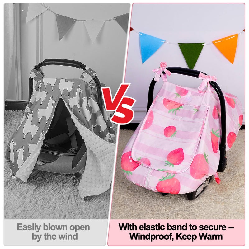FIOBEE Baby Car Seat Cover, Car Seat Covers for Babies Infant Car Seat Canopy with Breathable Mesh Window Waterproof Carseat Cover for Babies Boy Girl 4 Seasons - Image 4