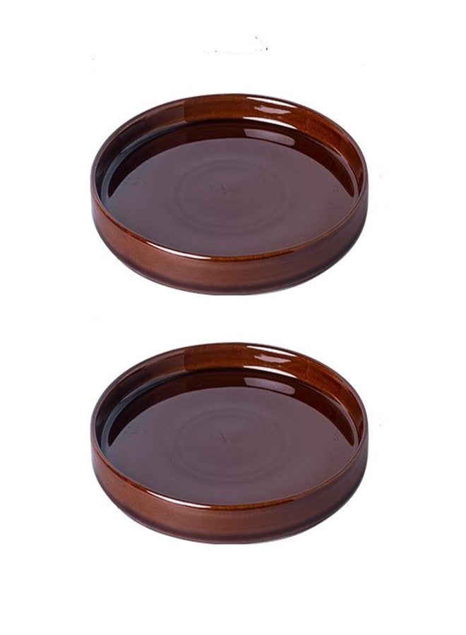 Fzfeiyy Ceramic Plant Plate 7 Inch 2 Pack Round Plant Trays for Indoor/Outdoor Use Potted Plates for Holding Water Drops and Soil, Ceramic Drain Tray for Plant Pot - Image 1