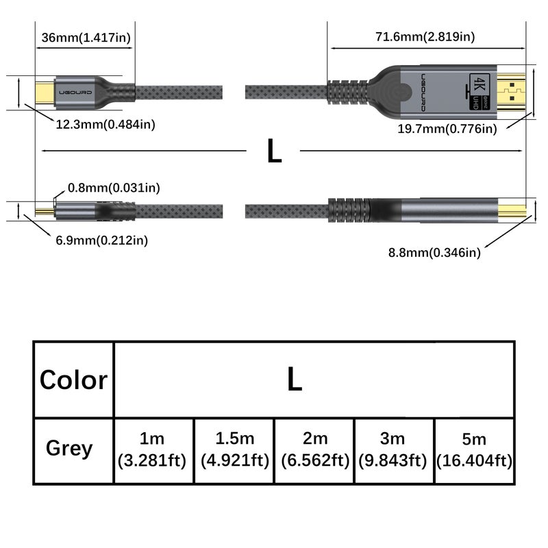 Type C to HDTV 2 0 Cable 196 85 Inch 4K 60Hz HDMI 2 0 Compatible Thunderbolt Video Conversion for iPhone 16 Pro Max iPad Pro MacBook Pro Air Laptop Switch TV Display - Image 2