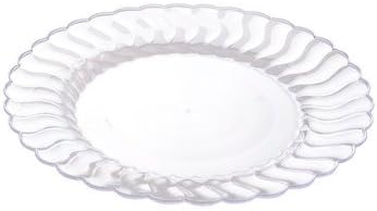 Fineline Settings 18Piece Flairware Shell Edged ChinaLike Plate 1025Inch Clear