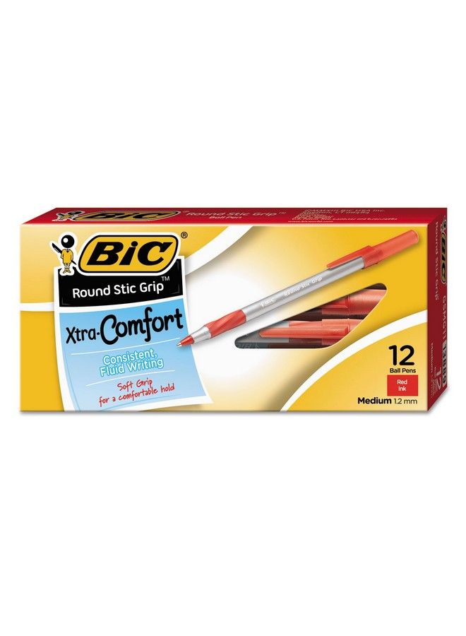 Bic America Gsmg11Rd Round Stic Grip Xtra Comfort Ballpoint Pen Red Ink Medium Dozen (Pack Of 12 Pens) - Image 3