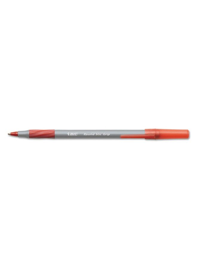 Bic America Gsmg11Rd Round Stic Grip Xtra Comfort Ballpoint Pen Red Ink Medium Dozen (Pack Of 12 Pens) - Image 1