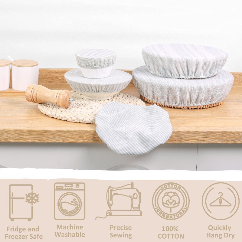 POKULAM Reusable Bowl Covers, 5 Size Stretch Cloth Bowl Covers for Bread Proofing, cloth Fabric bowl Cover for Food Fruits Leftover (L) - Image 2