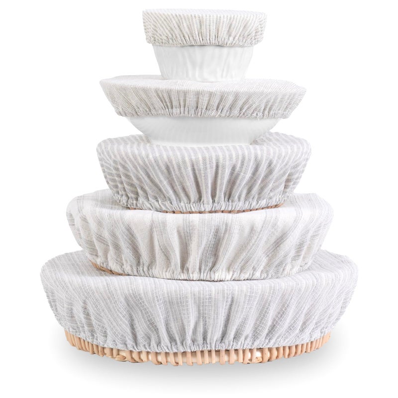POKULAM Reusable Bowl Covers, 5 Size Stretch Cloth Bowl Covers for Bread Proofing, cloth Fabric bowl Cover for Food Fruits Leftover (L) - Image 1