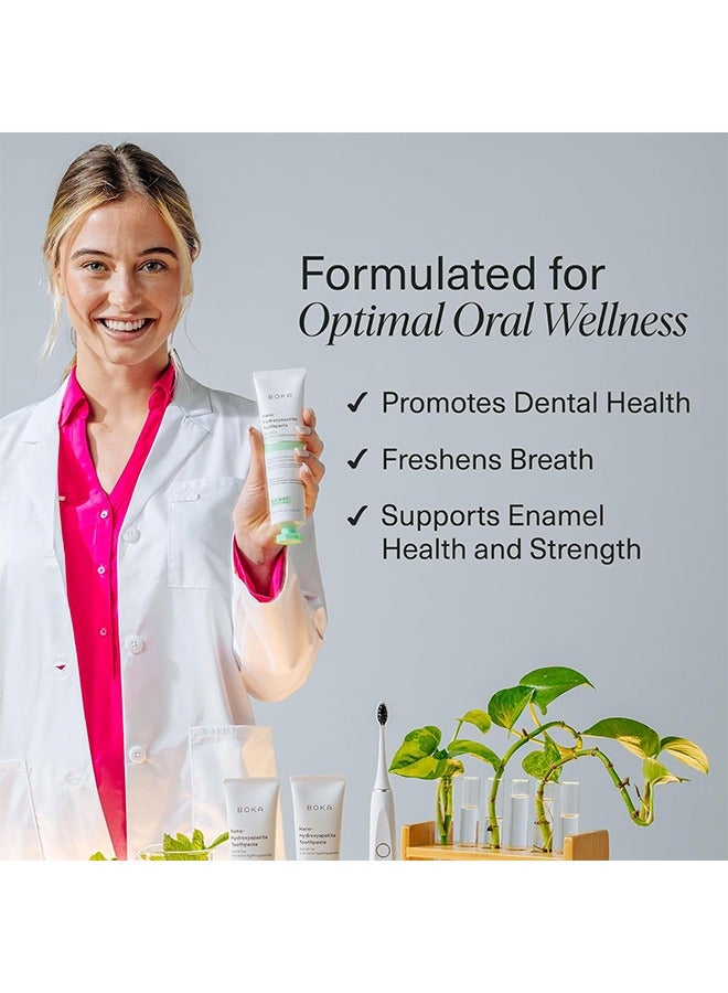 BOKA Nanno Hydroxyapatite Toothpaste -Fluoride Free Toothpaste, for Teeth Whitening & Remineralizing, Sensitive Teeth, Dentist Recommended for Adult, Kids, Natural Peppermint Flavor Ela Mint, 4oz - Image 4
