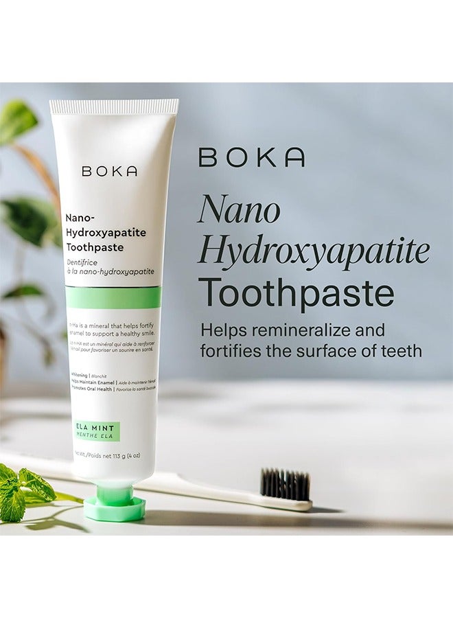 BOKA Nanno Hydroxyapatite Toothpaste -Fluoride Free Toothpaste, for Teeth Whitening & Remineralizing, Sensitive Teeth, Dentist Recommended for Adult, Kids, Natural Peppermint Flavor Ela Mint, 4oz - Image 2