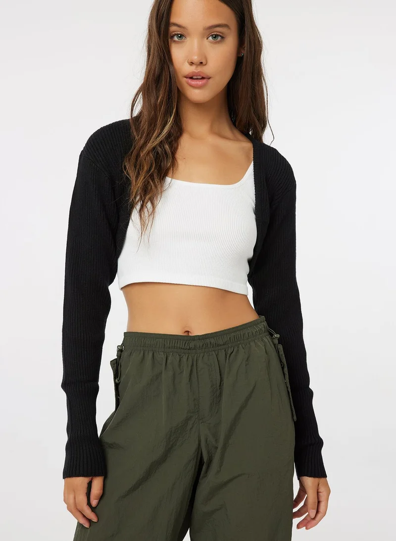 Ardene Ribbed Crop Cardigan