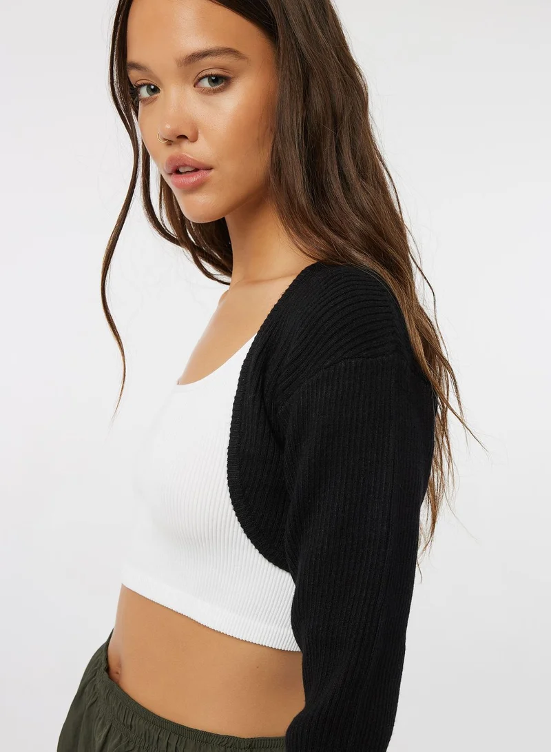 Ardene Ribbed Crop Cardigan