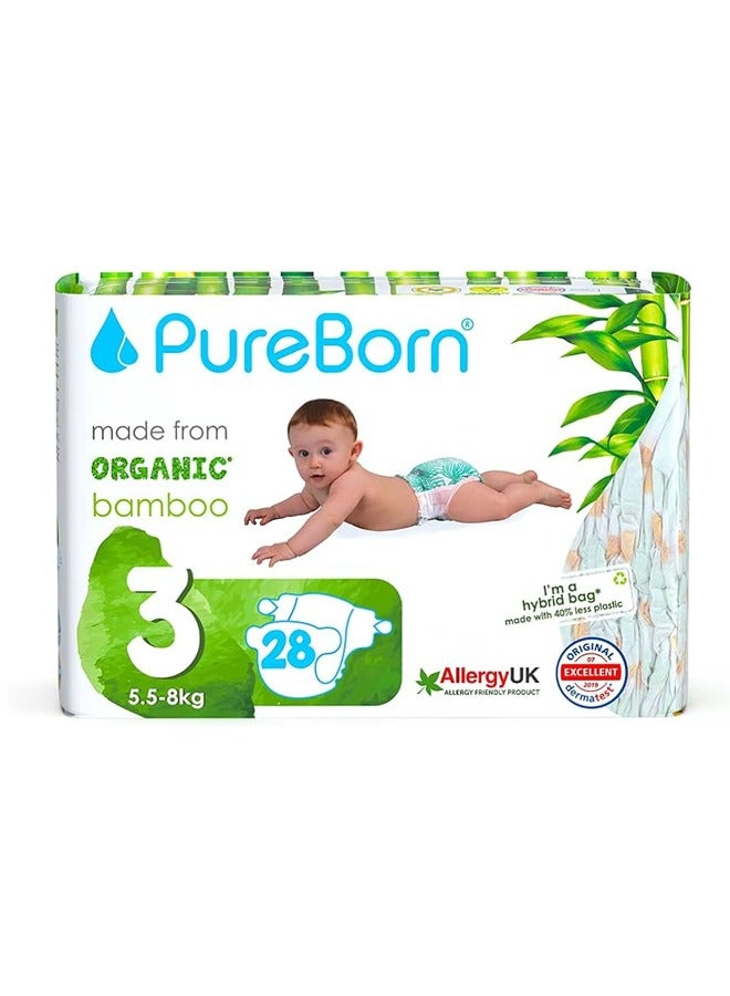 سروال حفاضات من الخيزران العضوي من بيوربورن مقاس 3 5.5 - 8 كجم كجم 28 حفاضة