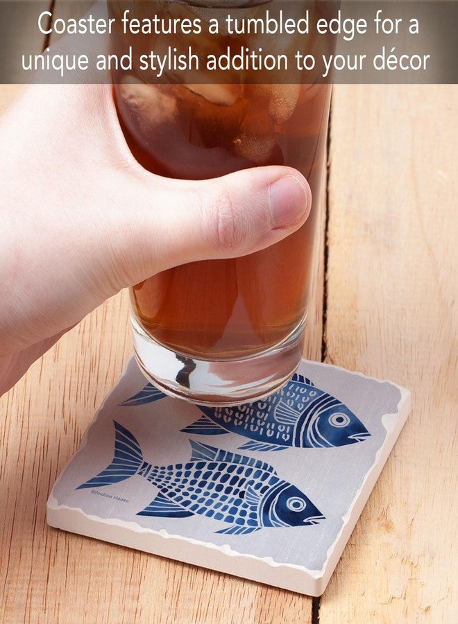 Counterart Thirstystone Nautical Life Blue Fish Tumbled Tile Coasters Manufactured in The USA Create Your Own Set - Image 3