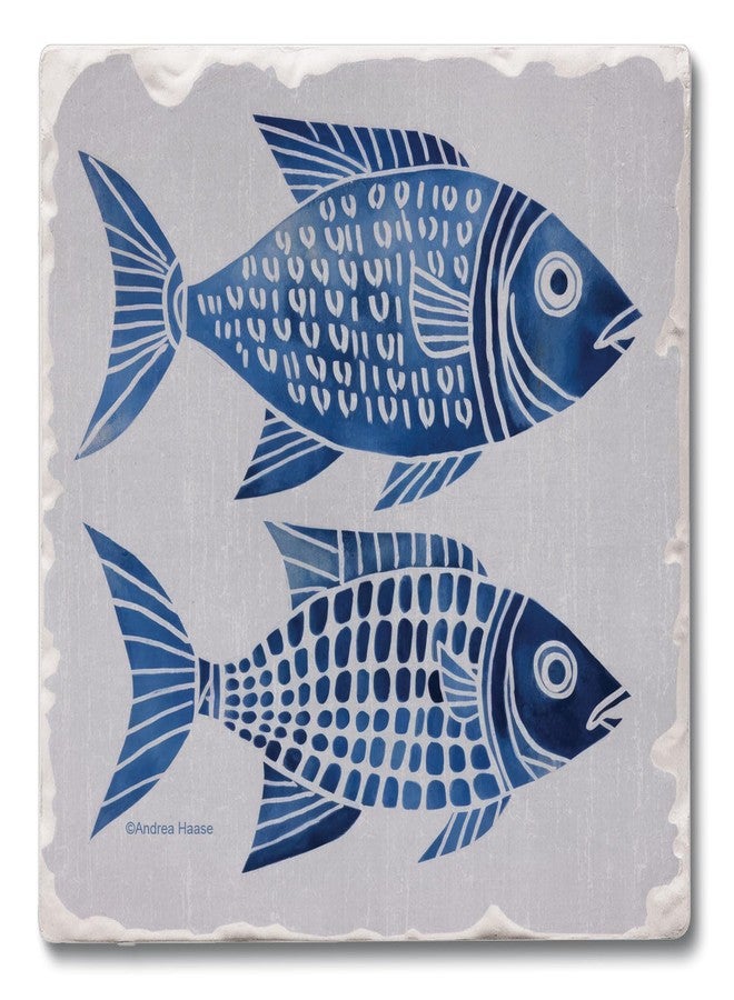 Counterart Thirstystone Nautical Life Blue Fish Tumbled Tile Coasters Manufactured in The USA Create Your Own Set - Image 1