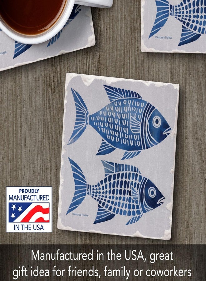 Counterart Thirstystone Nautical Life Blue Fish Tumbled Tile Coasters Manufactured in The USA Create Your Own Set - Image 2