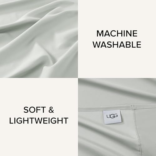 UGG King Sheet Set 4-Piece Luxury Cooling Sheets Deep Pockets Premium Bedding with 2 Pillow Shams Hypoallergenic Machine Washable Soft Lightweight Bed Set for Bedroom, King, Mineral Green (Hedi) - Image 4