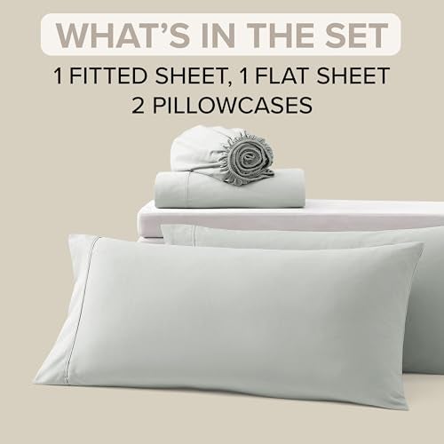 UGG King Sheet Set 4-Piece Luxury Cooling Sheets Deep Pockets Premium Bedding with 2 Pillow Shams Hypoallergenic Machine Washable Soft Lightweight Bed Set for Bedroom, King, Mineral Green (Hedi) - Image 3