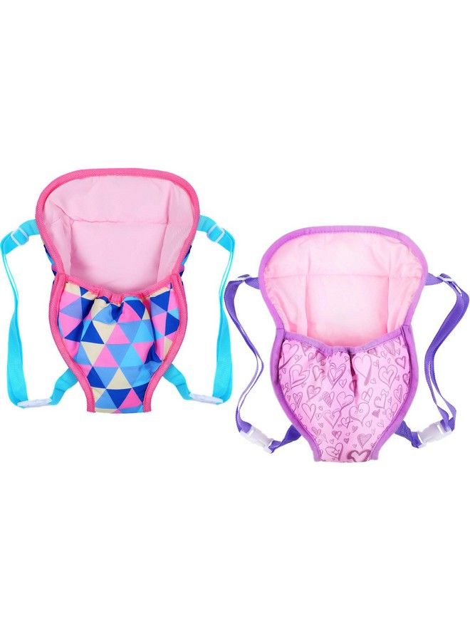 Sumind 2 Pieces Baby Doll Carrier Backpacks Doll Portable Bags Doll Carrier Front Storage Bags With Straps Doll Accessories Fit For Dolls From 14 To 18 Inches (Geometry And Heart Style)  - Image 1
