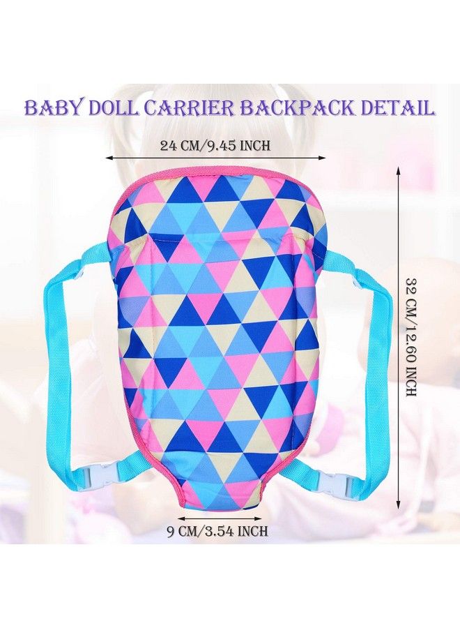 Sumind 2 Pieces Baby Doll Carrier Backpacks Doll Portable Bags Doll Carrier Front Storage Bags With Straps Doll Accessories Fit For Dolls From 14 To 18 Inches (Geometry And Heart Style)  - Image 3