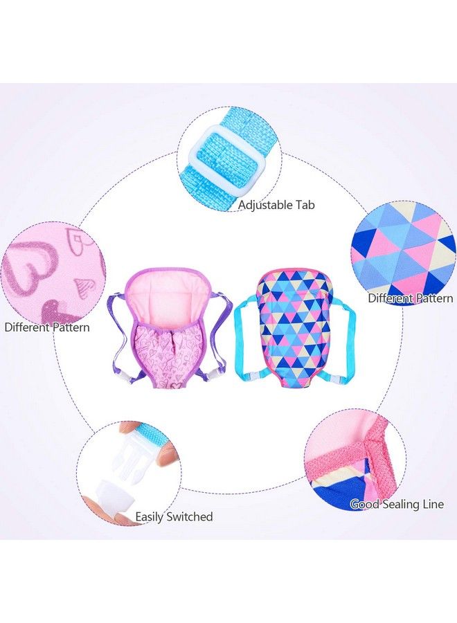 Sumind 2 Pieces Baby Doll Carrier Backpacks Doll Portable Bags Doll Carrier Front Storage Bags With Straps Doll Accessories Fit For Dolls From 14 To 18 Inches (Geometry And Heart Style)  - Image 4