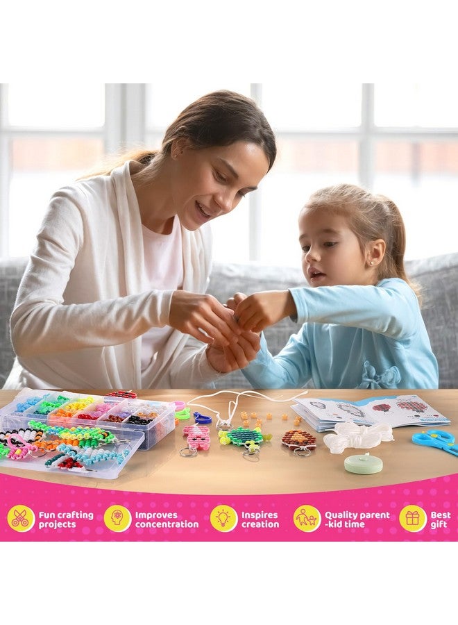 Funtopia Beads for Crafts, Pony Beads Keychain Making Kit, Bead Pets Art Crafts for Kids Beginners, Birthday Party DIY Craft for Girls Boys (1500 Beads, 30 Designs) - Image 4