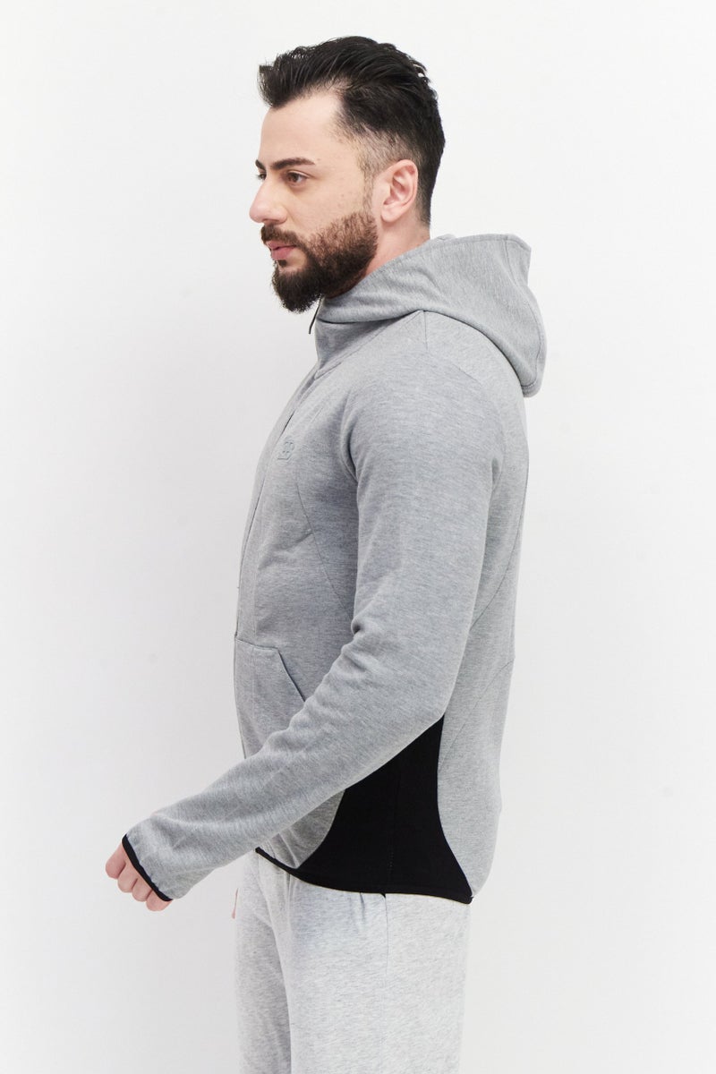 Bugatti سويت شيرت بغطاء رأس بأكمام طويلة للرجال، رمادي - Image 3