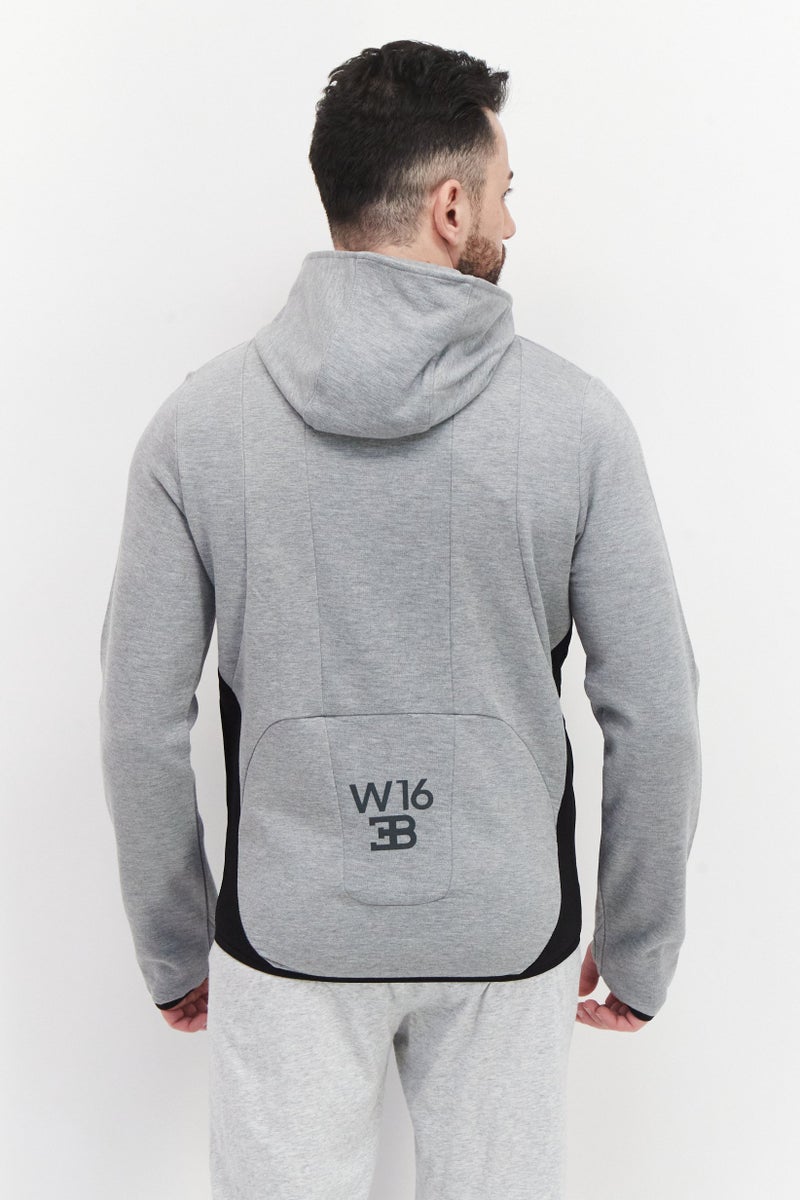 Bugatti سويت شيرت بغطاء رأس بأكمام طويلة للرجال، رمادي - Image 2