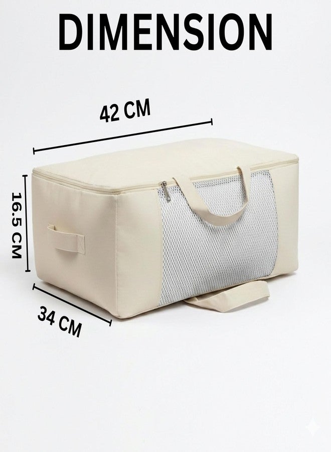 Gowloz Large Cotton Saree Storage Bags Pack of 2 (42 x 16.5 x 34 cm) – Breathable Clothes Organizer with Mesh Window & Zipper | Wardrobe Storage Bags for Sarees, Blankets, Bedding, Dresses & Garments - Image 4