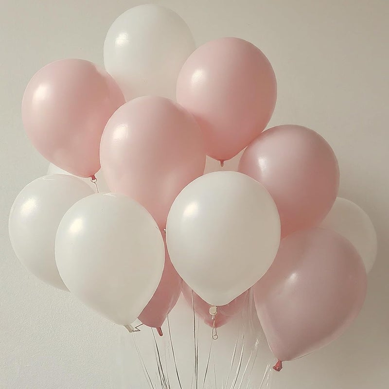 AMFIN (عبوة من 200) زينة عيد ميلاد بالونات باستيل - أبيض ووردي، مطاطي - Image 3