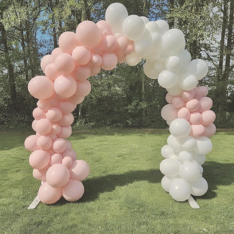 AMFIN (عبوة من 200) زينة عيد ميلاد بالونات باستيل - أبيض ووردي، مطاطي - Image 5