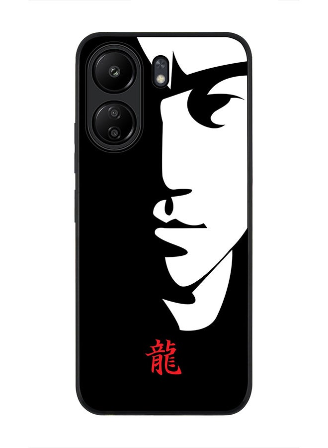Stylizedd Rugged Black Edge Case for Xiaomi Redmi 13C 4G, Slim fit Soft Flexible Anti Drop TPU Gel Thin Case Cover - Tibute - Bruce Lee (Black) - Image 1