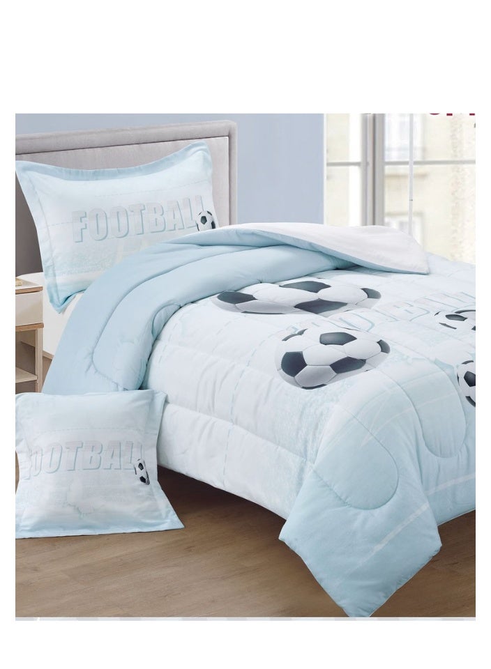 سمارت هوم طقم مفارش سرير أطفال 4 قطع بتصميم  فخم ومبطن بحشوة مريحة - مفرش مكون من 4 قطع قابل للعكس لحاف 170×230 سم + شرشف برباط + كيس مخدة + غطاء خدادية – قماش مايكروفايبر ناعم وعالي الجودة – مثالي لغرف لأطفال - Image 3