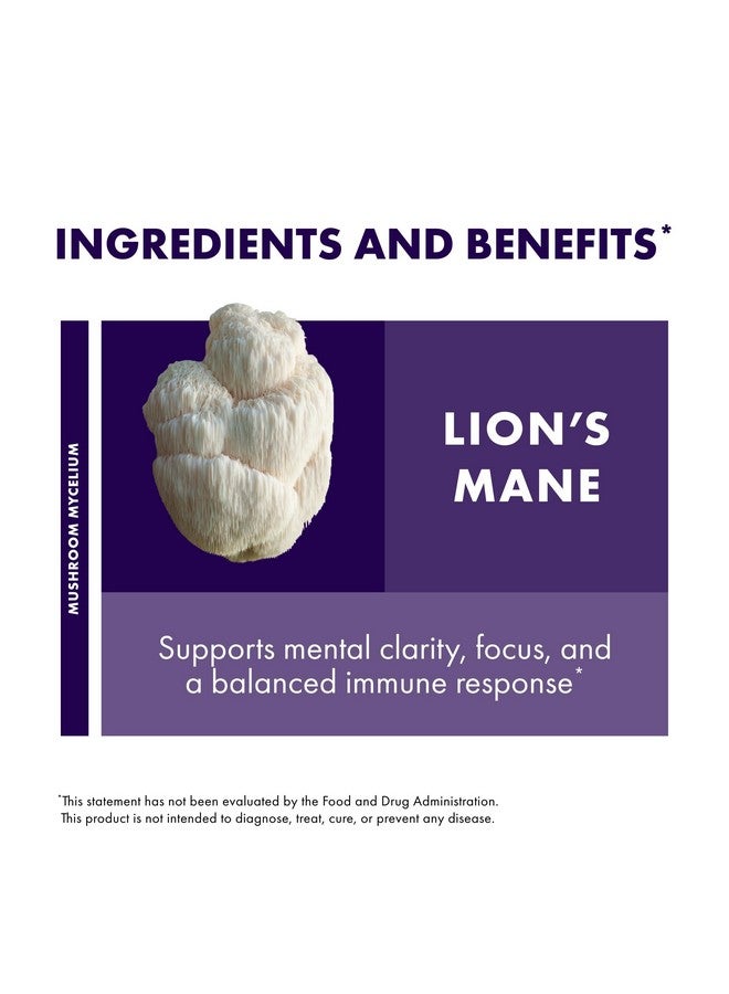 فطر عرف الأسد من شركة هوست ديفينس - كبسولات مكملات غذائية لدعم صحة الدماغ - فطر يدعم التركيز ووظائف الذاكرة - مكمل غذائي للجهاز المناعي والجهاز العصبي - 120 كبسولة (60 حصة)* - Image 4
