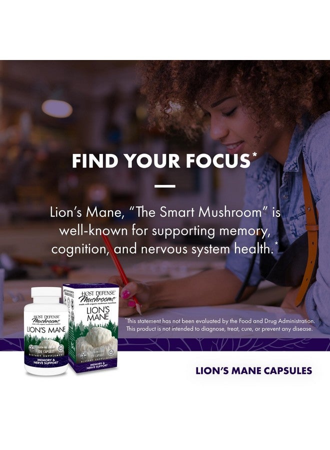 فطر عرف الأسد من شركة هوست ديفينس - كبسولات مكملات غذائية لدعم صحة الدماغ - فطر يدعم التركيز ووظائف الذاكرة - مكمل غذائي للجهاز المناعي والجهاز العصبي - 120 كبسولة (60 حصة)* - Image 3