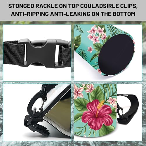 Cliduli Waterproof Dry Bag,Roll Top Tropical Summer Watercolor Hibiscus Small Waterproof Backpack 5L/10L/20L Floating Lightweight Bags for Kayaking, Boating, Swimming Camping with Waterproof Phone Case - Image 3