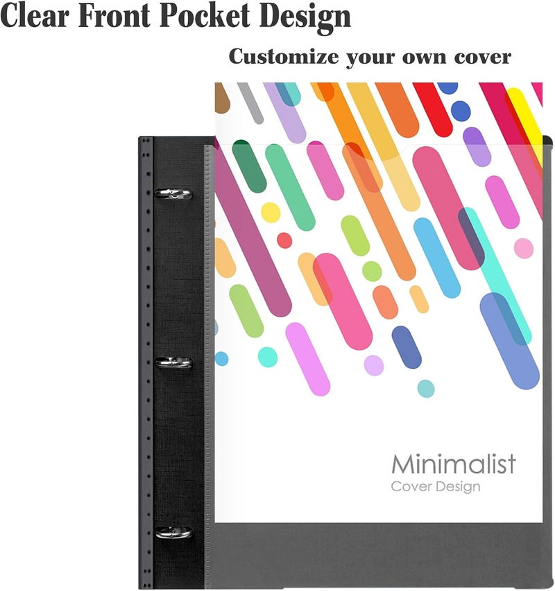 INFUN All-in-one Telescoping Binder Notebook, Refillable 3 Ring Notebook Binder with 1 Plastic Movable Pocket Folder,5 Plastic Subject dividers and Graph Paper and College Ruled Paper- Black - Image 4