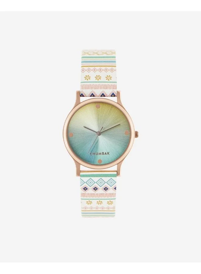 Chumbak TEAL by Chumbak Ombre Aztec Watch-White