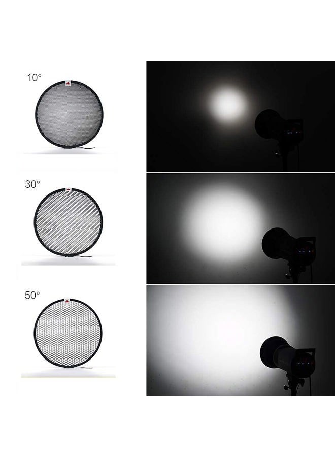 Soonpho 7" Standard Reflector Diffuser Lamp Shade Dish with 10° /30°/ 50° Degree Honeycomb Grid White Soft Cloth for Bowens Mount Studio Strobe Flash Light Speedlite - Image 4
