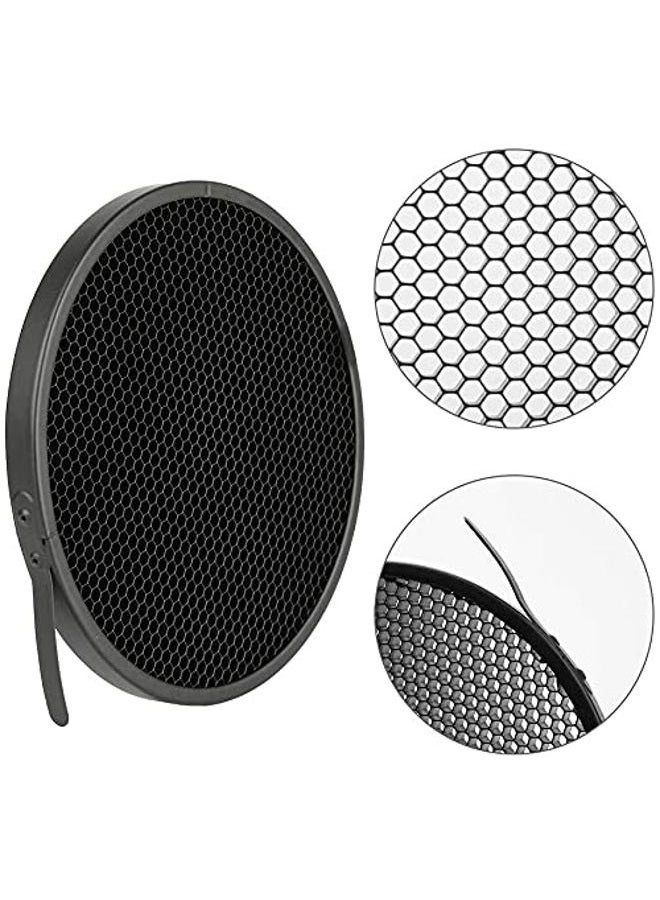 Soonpho 7" Standard Reflector Diffuser Lamp Shade Dish with 10° /30°/ 50° Degree Honeycomb Grid White Soft Cloth for Bowens Mount Studio Strobe Flash Light Speedlite - Image 3