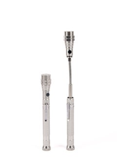 LUSTER 2pc Extendable led flashlight with hanging clip and strong magnetic base silver  - Image 2