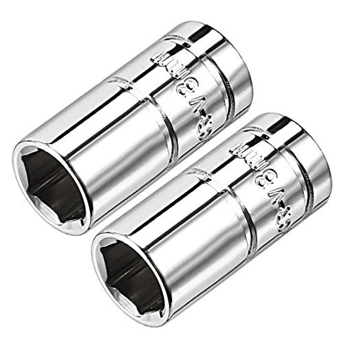 uxcell 2 Pcs 1/4-Inch Drive 8mm 6-Point Shallow Socket, Metric, Cr-V - Image 1