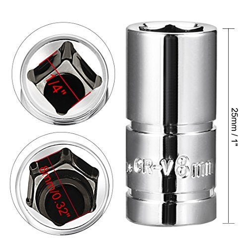uxcell 2 Pcs 1/4-Inch Drive 8mm 6-Point Shallow Socket, Metric, Cr-V - Image 3